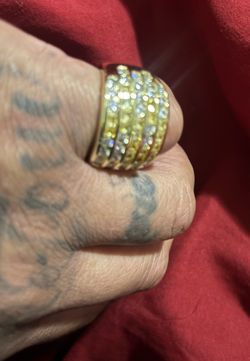 Gold plated princess cut CZ diamond ring size 10 $40