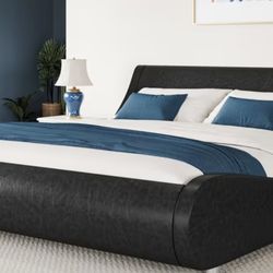 Modern queen, size platform, bed, and mattress ( optional)