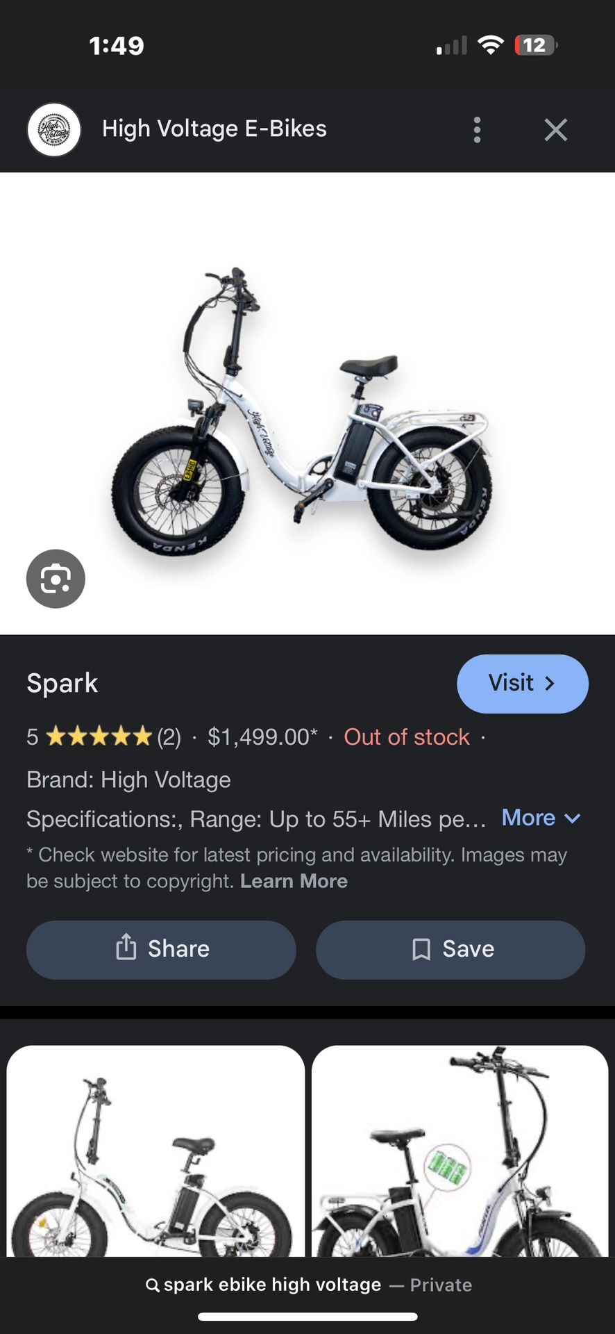 High Voltage E-Bike (Needs Battery) — As-Is Deal