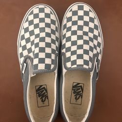 Blue and White Checkered Slip-On Vans