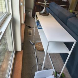 White metal side table