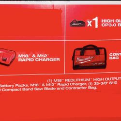 Milwaukee M18 CP3.0 Battery + Rapid Charger + Blade + Bag – Brand New/ Todo Nuevo – $125 (Little Ferry)