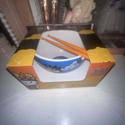 Naruto Shipuden X Hello Kitty Ramen Noodle Bowl And Chopsticks