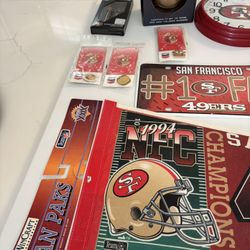 Lot Of 49Ers Memorabilia Some New Some Vintage. Great Christmas