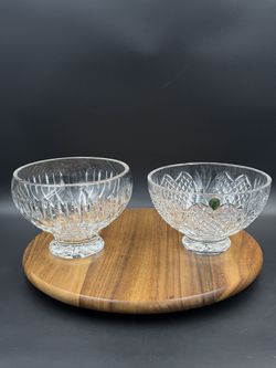 Set of 2 Waterford Crystal Wedding Heirloom Sheridan Fruit Salad Nut Candy BOWLS
