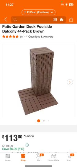 AUTMOON 12 x 12 in. Plastic Interlocking Flooring Tiles Indoor and Outdoor Patio Garden Deck Poolside Balcony 44-Pack Brown