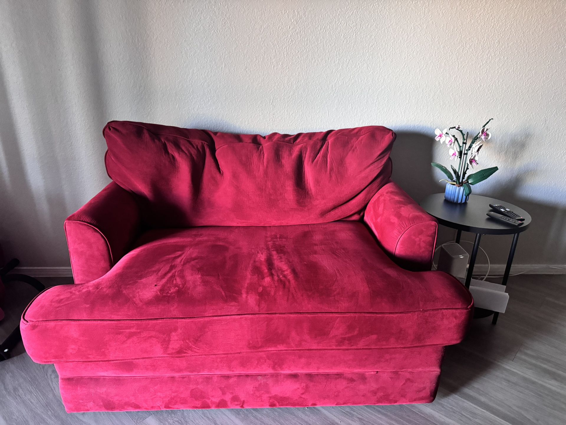 Red Loveseat with Lazboy Pull Out Bed