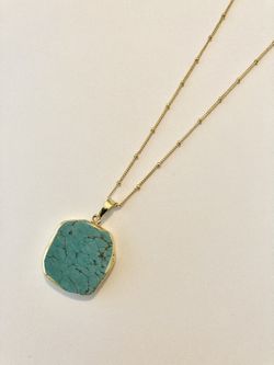 Natural Turquoise Stome Pendant Necklace 24k Gold Plated ✨NEW✨
