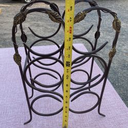6 Bottle Metal Wine Rack with Leaves 