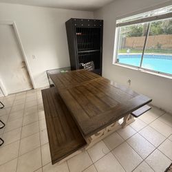 Drake Rustic White and French Oak Dining Bench