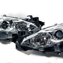 HEADLIGHTS FOR 14-16 MAZDA 3 CHROME