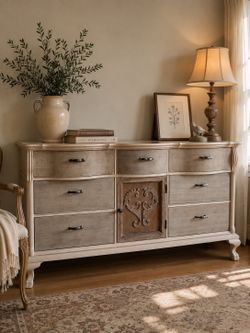 Vintage Lexington Furniture Oak Dresser, 9 Drawers