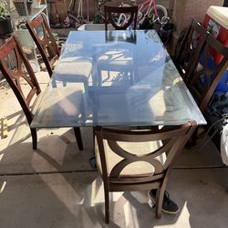 Glass Dining Table with 6 Chairs