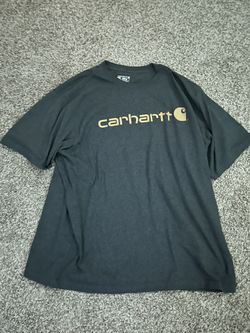 Carhartt Yellow Spell Out Logo Men's Loose Fit Dark Gray T-Shirt Size 2XL
