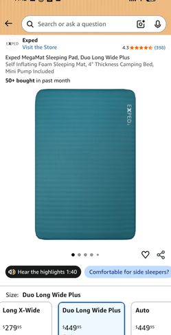 REI Camping Exped MegaMat Duo 10 Sleeping Pad – Green (LXW / Long Wide Double) - Like New / Unused