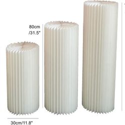 Foldable Paper Columns Display Pedestals Stands for Wedding Engagement Birthday Party Decoration (Cream White, L+XL+XXL (D12"))