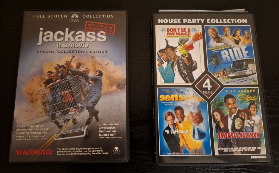 COMEDY DVD BUNDLE - 5 MOVIES [JACKASS + 4-FILM COLLECTION]