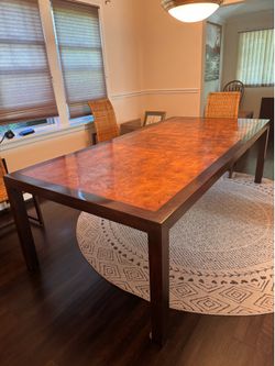 Burl Wood Inlay Dining Table