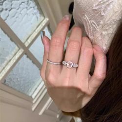 Pink square sugar mother-of-mother ring