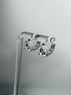 925 stamped, Sterling silver Huggies Hoops with Zirconia