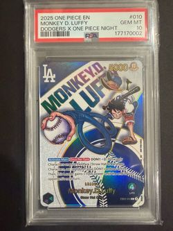 2025 Dodgers monkey d luffy one piece night psa 10