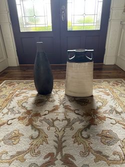 2 large pottery vases