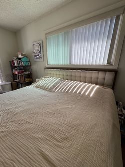 Boho mid century modern bed frame King size