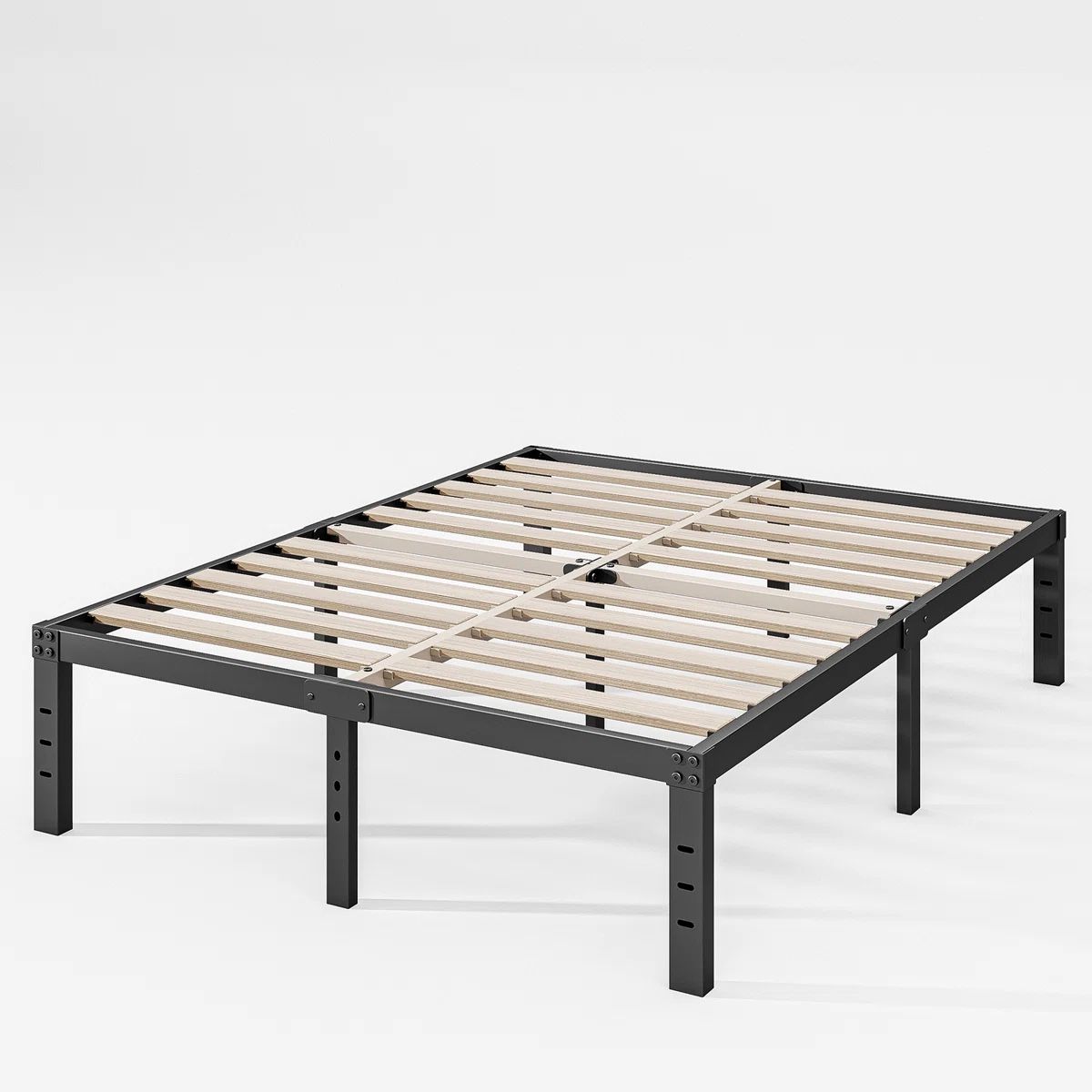 16 Inch Metal Platform Bed Frame with Wood Slat Support