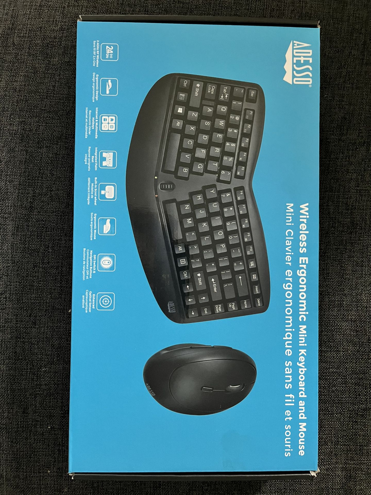 Adesso Wireless Ergonomic Mini Wireless Keyboard & Mouse