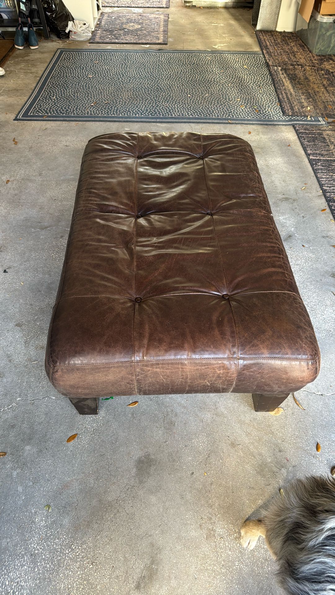 Potterybarn Leather ottoman