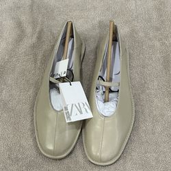 Zara Leather Ballet Flats 