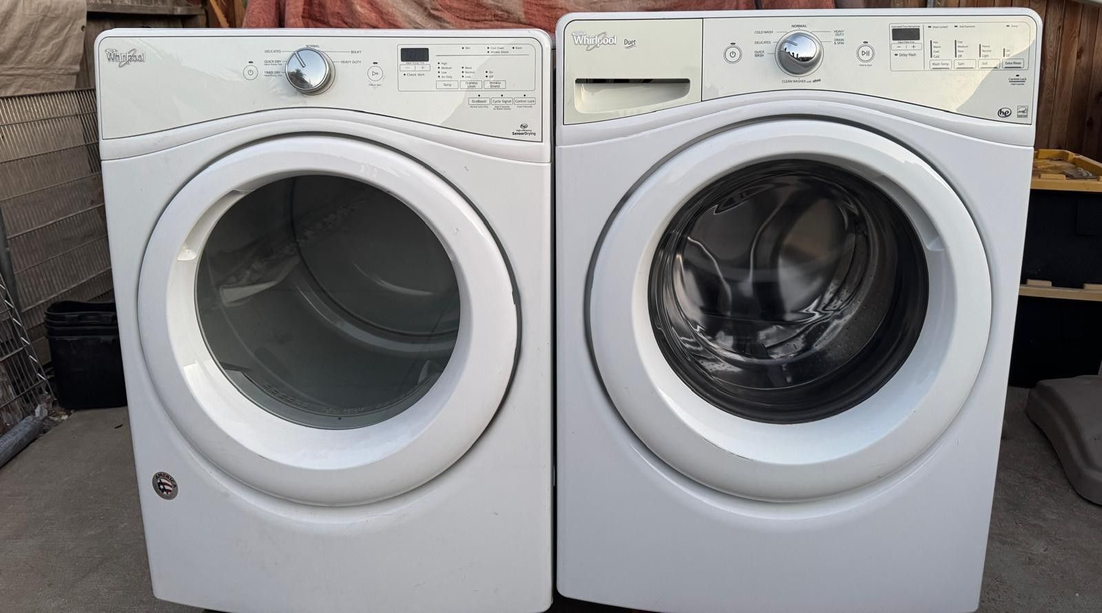 whirlpool washer and whirlpool gas dryer in good condition for sale