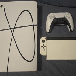 Switch OLED (64GB) (White) W/ MARIO PARTY & 256GB SD Card! Excellent Condition OBO