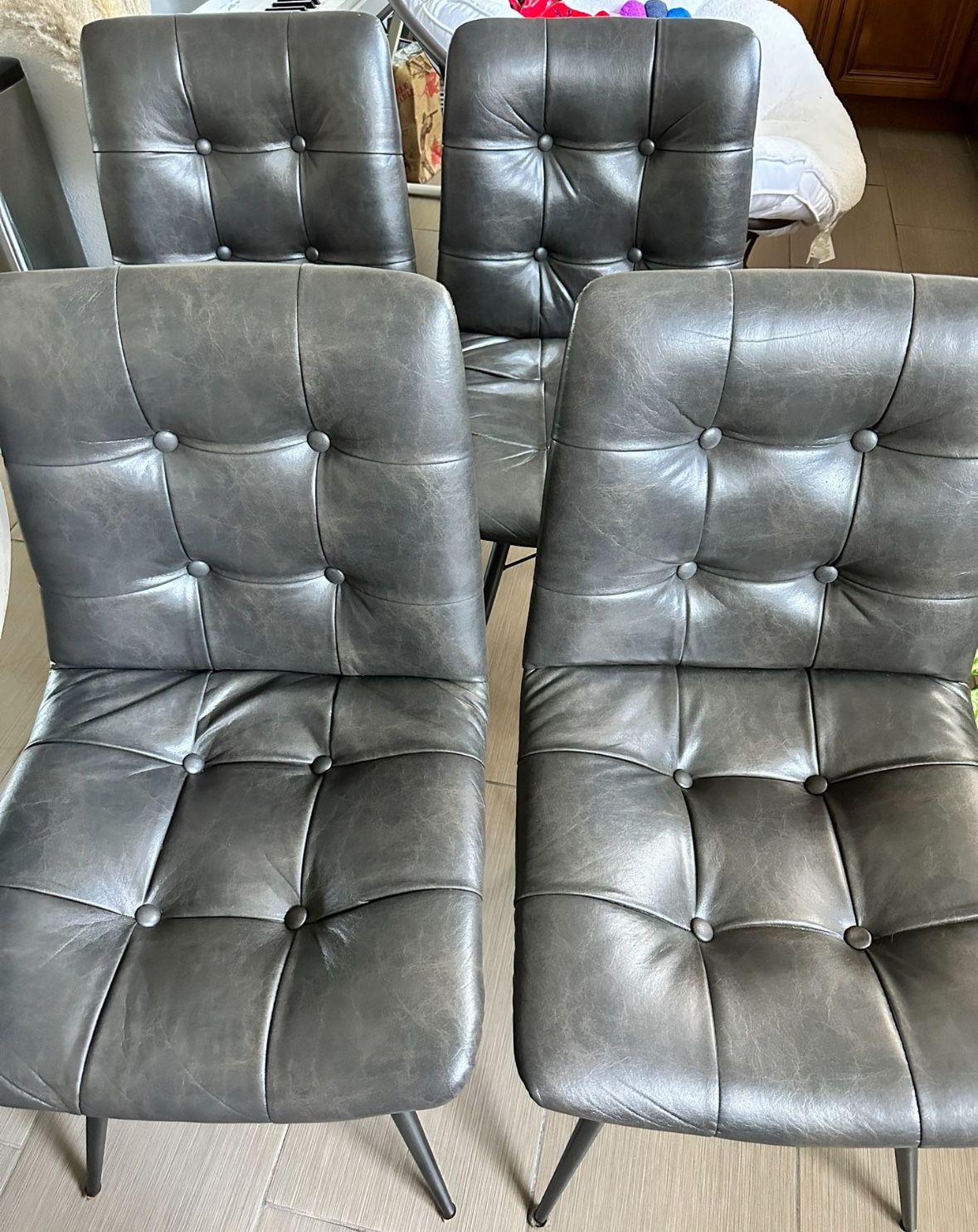 Upholstered Charcoal Dining Chairs Set Of 4