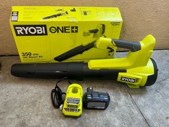 RYOBI ONE+ 18V 100 MPH 350 CFM Variable Speed Jet Fan Leaf Blower with 4.0 Ah Battery and Charger
