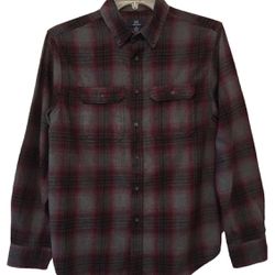 GEORGE Men's Button Down, L. Sleeve, Plaid Flannel Shirt Checker Pattern, sz M 
