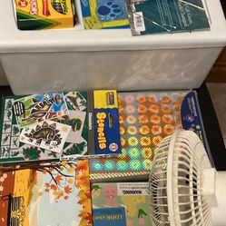 All New Stuff For Education Good For Kid, 10 Packages Of Stickers, Color , Boxes And Fan