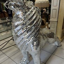 MONUMENTAL MIRRORED LION SCULPTURE