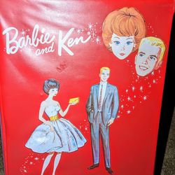 Vintage 1963 Red Vinyl Barbie And Ken Doll Case 