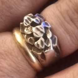 14k Vintage White Gold Nugget Ring