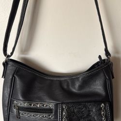 Black Southwestern-style crossbody purse