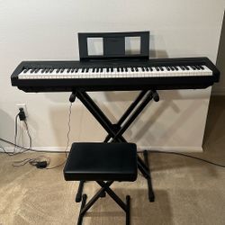 Yamaha Keyboard, Stand, Chair