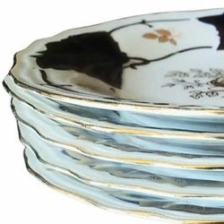 Cobalt Blue &Gold Porcelain Dessert Plates 
