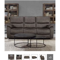 Brown Fabric Couch Sofa Recliner 