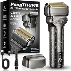 Nogroa 2 in 1 Electric Shaver & Trimmer for Men – Dual Blade Foil Razor for Wet & Dry Use IPX7 Waterproof Beard Trimmer with LED Display/Metal Handle/