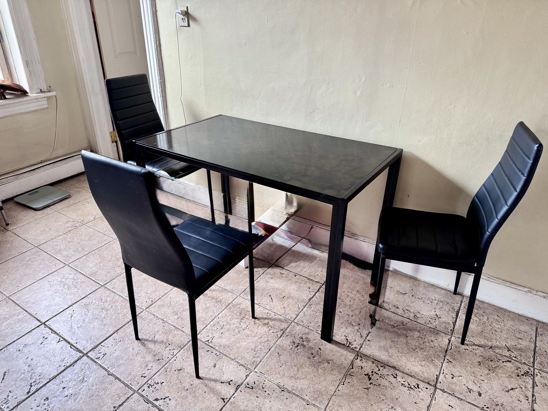 Glass Top Dining Table With 4 Chairs