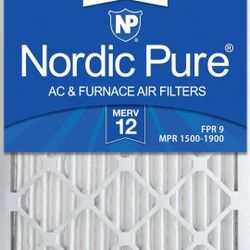 Nordic Pure 16x20x2 MERV 12 Pleated AC Furnace Air Filters 3 Pack