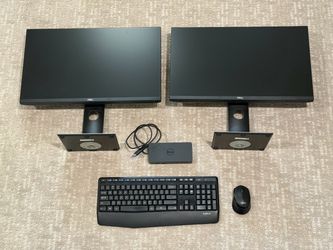 Dell P2419H 24” IPS LED FHD Monitors, Dell Docking Station D6000, Logitech MK345 Wireless Keyboard and M275 Mouse