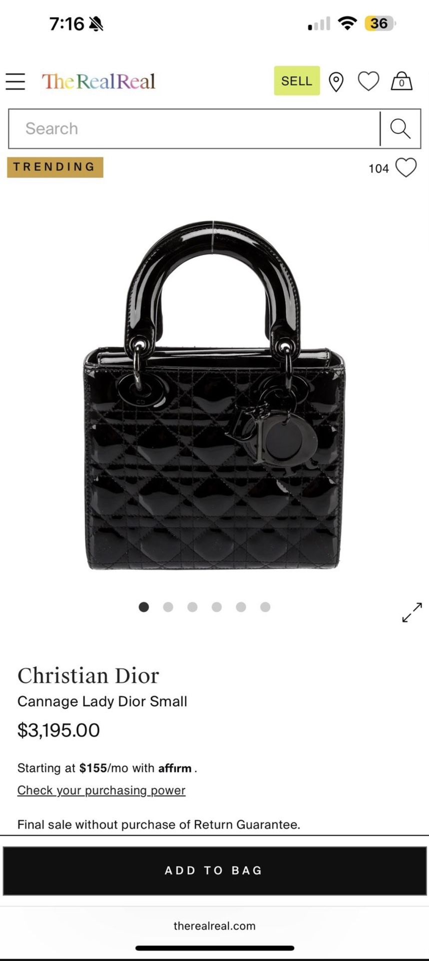 Christian Dior Lady Dior Bag