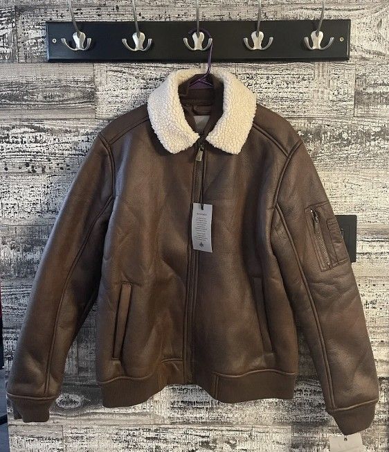 Men's Bomber Jacket Xl Sherpa Faux Suede Leather Chamarra